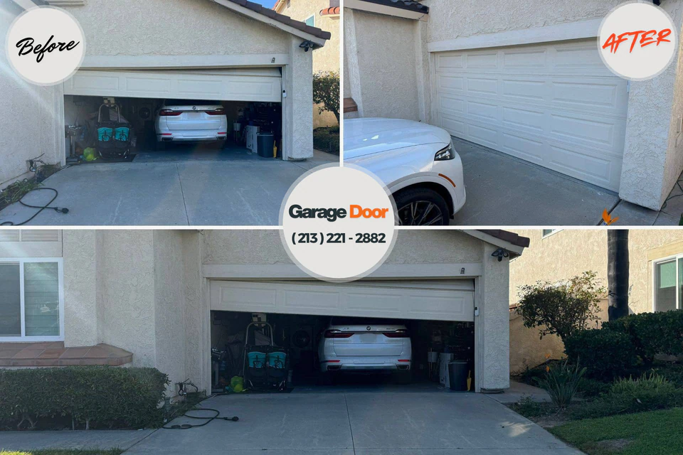 Before and after: garage door repair Thorndale, TX